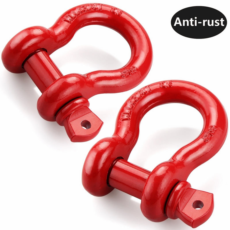 Shackles 3/4" (2 PACK) LIBERRWAY D ring Shackle Rugged Unbreakable 28.5 Ton (57,000 Lbs) Maximum Break Strength with 7/8'' Pin Bow Screw Heavy Duty D Ring for Jeep Vehicle Recovery, Red