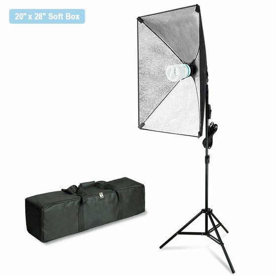 Julius Studio 20 x 28 inch Soft Box with Bulb Socket Lighting Kit, 800W Output Light for Video Camera Photography, Photo Portrait Studio, JSAG379