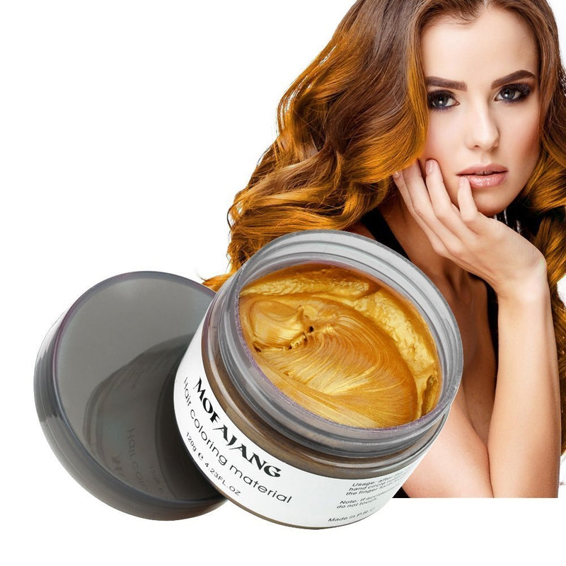 Mofajang Hair Wax Dye Styling Cream Mud, Natural Hairstyle Color Pomade, Washable Temporary, Gold