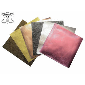 Leather Scraps METALLIC Scrap LEATHER pieces Leather Sheets For Crafts 5x5 inches, 6 pieces (5x5 inches, 125x12.5cm)