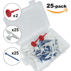 KIRIN Drywall Anchors with Stainless Steel Screws Heavy Duty Hollow Wall Anchor Screws for Sheetrock Plywood - 25 Sets