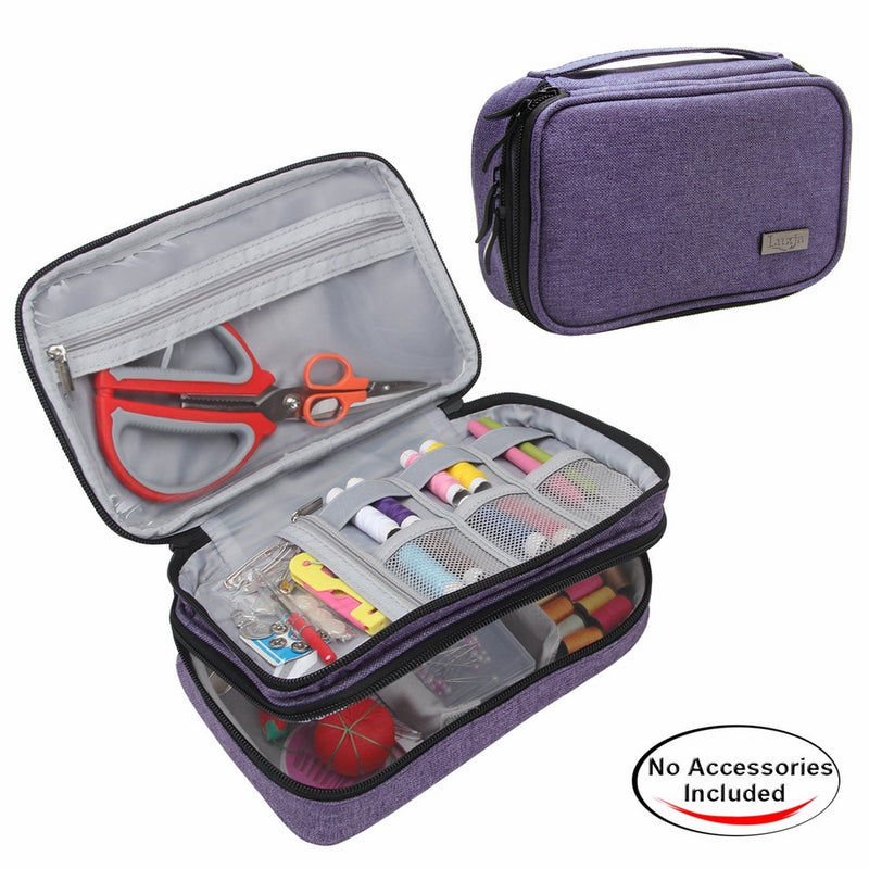 Luxja Sewing Accessories Organizer, Double-Layer Sewing Supplies Organizer for Needles, Scissors, Measuring Tape, Thread and Other Sewing Tools ( NO ACCESSORIES INCLUDED), Large/Purple