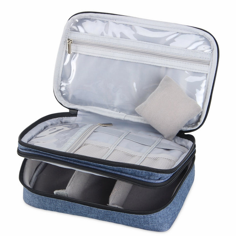 Luxja Sewing Accessories Organizer, Double-Layer Sewing Supplies Organizer for Needles, Scissors, Measuring Tape, Thread and Other Sewing Tools (No Accessories Included), Large/Dark Blue