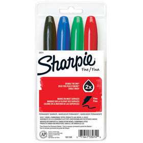 Sharpie Super Permanent Markers, Conical Tip, Assorted, 4 per Set (33074)