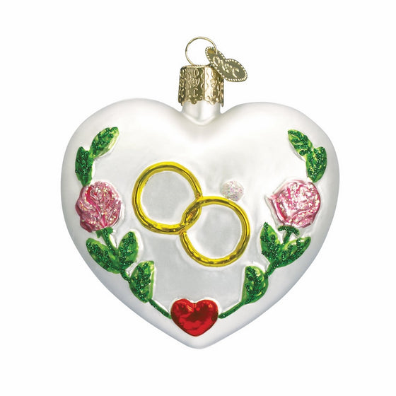 Old World Christmas Wedding Heart Glass Blown Ornament