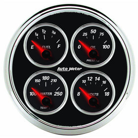 Auto Meter 1211 Designer Black II 5" Short Sweep Electric Quad Gauge