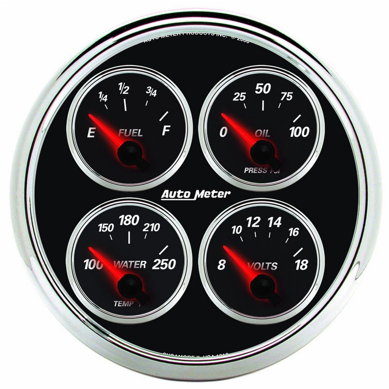 Auto Meter 1211 Designer Black II 5" Short Sweep Electric Quad Gauge