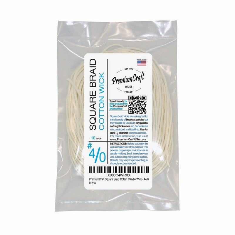 Square Braid Cotton Candle Wick - #4/0