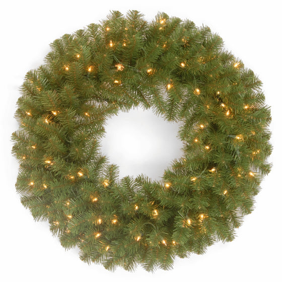National Tree 24 Inch North Valley Spruce Wreath with 50 Clear Lights (NRV7-300-24W-1)
