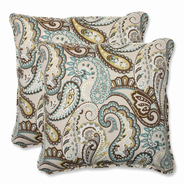 Pillow Perfect Outdoor Tamara Paisley Quartz Throw Pillow, 18.5-Inch, Set of 2