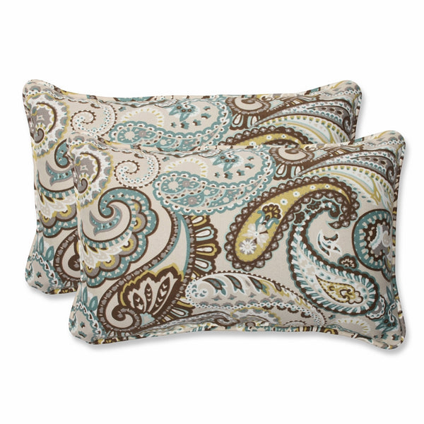 Pillow Perfect Outdoor Tamara Paisley Quartz Rectangular Throw Pillow, Set of 2