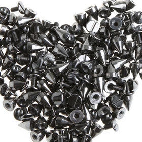RUBYCA 100 sets 9MM Black Gunmetal Color Bullet Cone Spike Stud Metal Screw Back DIY Leather-craft