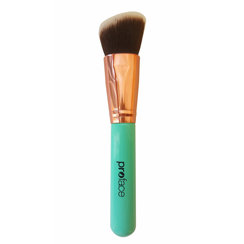 Mypreface Rose Golden Synthetic Blush and Bronzer Brush - Angled Kabuki Makeup Brush: Premium Foundation Brush Perfect for Face Contouring and Highlighting with Creams and Powders (Blue)