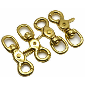 Okones Pack of 4,5/9''(14mm)Eye Diameter,2-3/5'' Overall Length,Solid Brass Lobster Clasps Oval Swivel Trigger Clips Hooks for Straps Bags Belting leathercraft (2-3/5'')