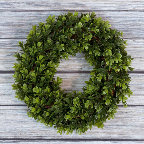 Boxwood Wreath, Artificial Wreath for the Front Door by Pure Garden, Home Décor, UV Resistant - 12 Inches