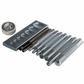 Leathercraft Tool Punch Snap Kit Rivet Setter with Base for Punch Hole and Install Rivet Button (Pack of 11) Die Punch Snap Kit Rivet Setter with Base for Punch Hole and Install Rivet Button