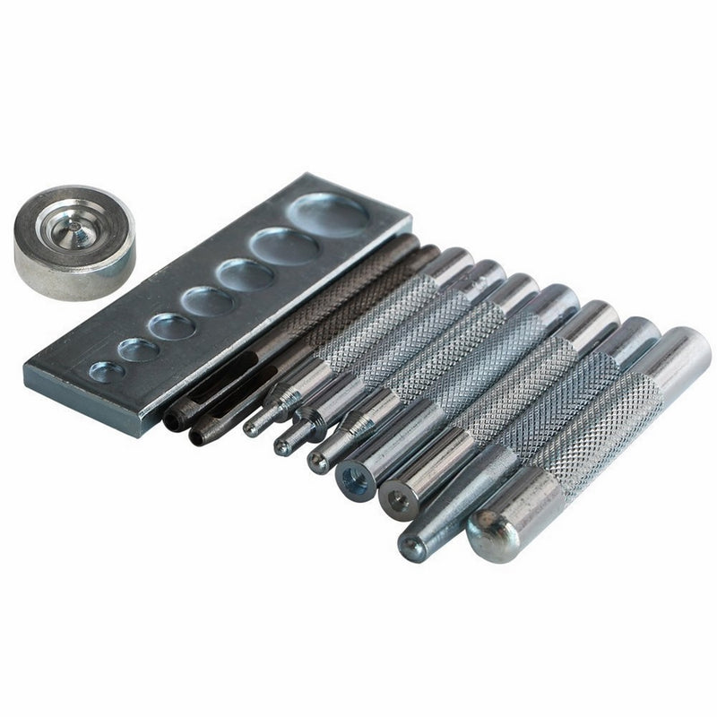 Leathercraft Tool Punch Snap Kit Rivet Setter with Base for Punch Hole and Install Rivet Button (Pack of 11) Die Punch Snap Kit Rivet Setter with Base for Punch Hole and Install Rivet Button