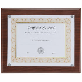 Nudell 8.5" x 11" Award Plaque with Exclusive Easy-load Magnetic Clear Cover System (actual dimensions 10.5" x 13"), Mahogany (18868)