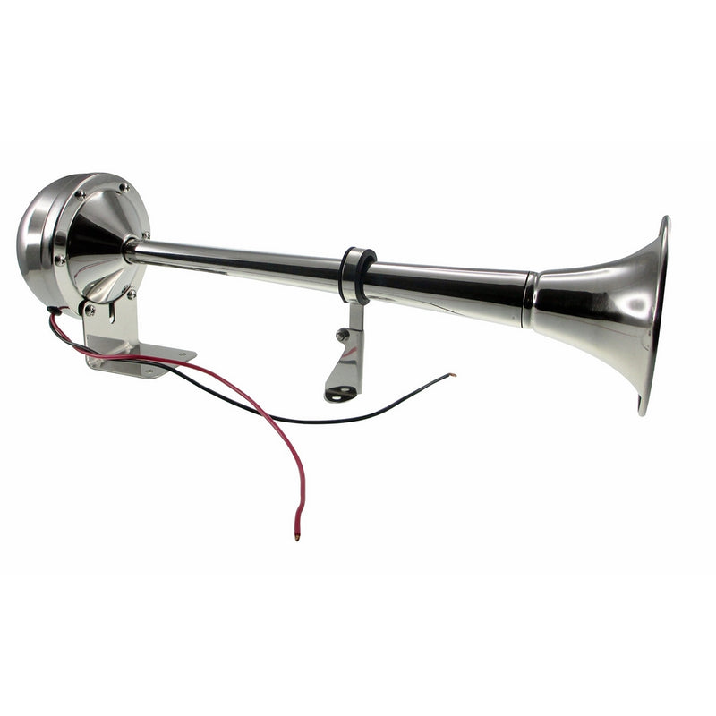 Pactrade Marine Boat Auto Stainless Steel Single Trumpet Horn Complete Set 12V