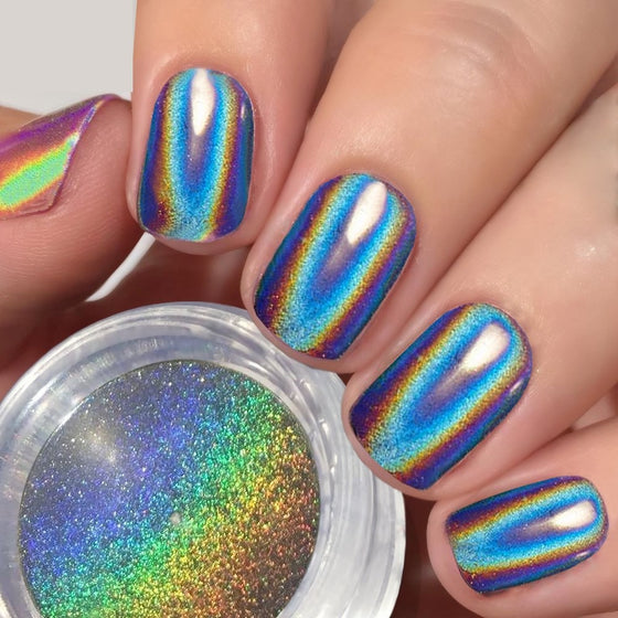 PrettyDiva 1g Holographic Powder Rainbow Unicorn Chrome Nails Powder Manicure Pigment Top Grade