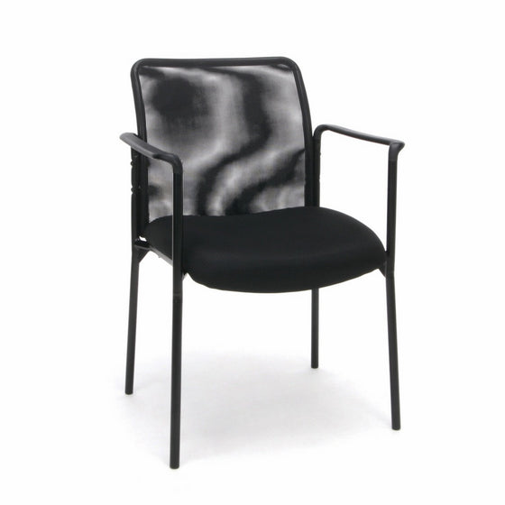 Essentials Mesh Upholstered Stacking Guest/Reception Chair with Arms - Modern Stackable Office Chair (ESS-8010)