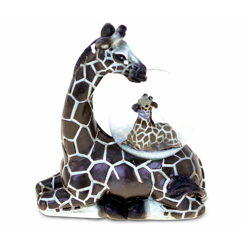 Giraffe Snowglobe Unique Mom and Child Resin Decor Hand Painted Art Souvenir Collection - Elegant Figurine Safari Theme Animal Kingdom - 45MM Savannah Snow Globe Gift For Young and Adults - 9479