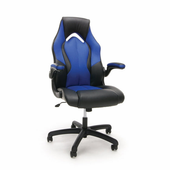 Essentials Racing Style Leather Gaming Chair - Ergonomic Swivel Computer, Office or Gaming Chair, Blue (ESS-3086-BLU)