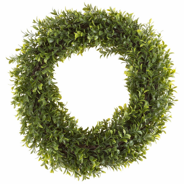 Round Wreath, Artificial Wreath for the Front Door by Pure Garden, Home Décor, UV Resistant, Hedyotis – 15 Inches