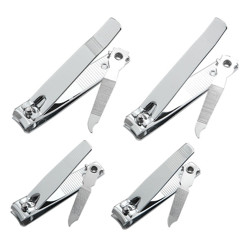 4 Pcs Professional Stainless Steel Toenail Clipper and Fingernails by QLL - Swing Out Nail Cleaner / File - Sharpest Stainless Steel Clipper - Wide Easy Press Lever – Best Quality Nail Cutter
