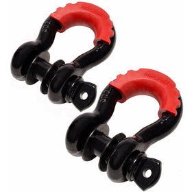 D Ring Shackles (2 Pcs) - 3/4" D Shackle with 7/8" Pin Tow Shackles - Recovery Shackle Heavy Duty - Black D Ring with Shackle Isolator - Bow Shackle Off Road Recovery