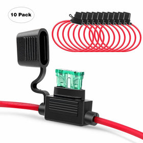 Nilight NI-FH01 Inline Fuse Holder 14AWG Wiring Harness ATC/ATO 30AMP Blade Fuse Automotive Fuse Holder - 10 Pack, 2 Years Warranty
