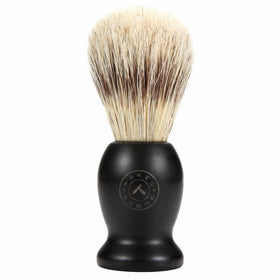 Mens Shaving Brush - For A Great Wet Shave. Made From Futura Synthetic Badger Hair, Exfoliating Stiff Bristles. Handmade Swedish Black Wood Handle. Pre Shave & Barber Approved. Light Travel Size.