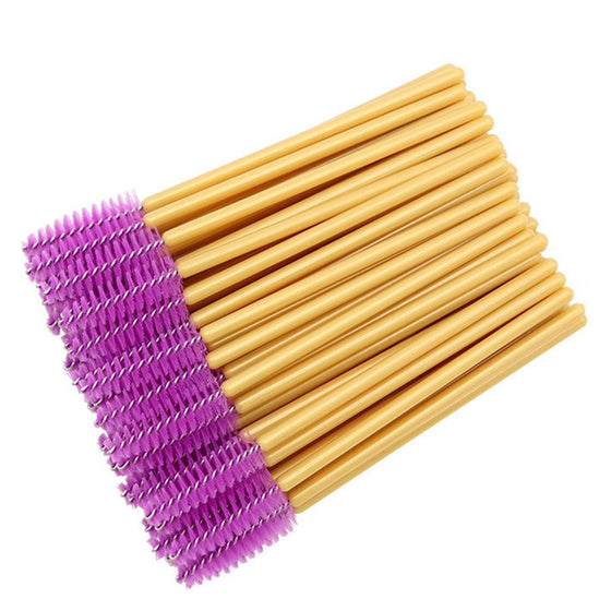 Disposable Mascara Wands Bulk 300 Pieces Eyelash Brushes for Extension Makeup Brush Applicators Tool Set, Gold /Fuchsia