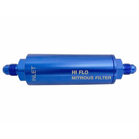 Nitrous and Fuel Filters Anodized Billet Aluminum 15552N-O-S Nit140 Micron (-4AN) Blue