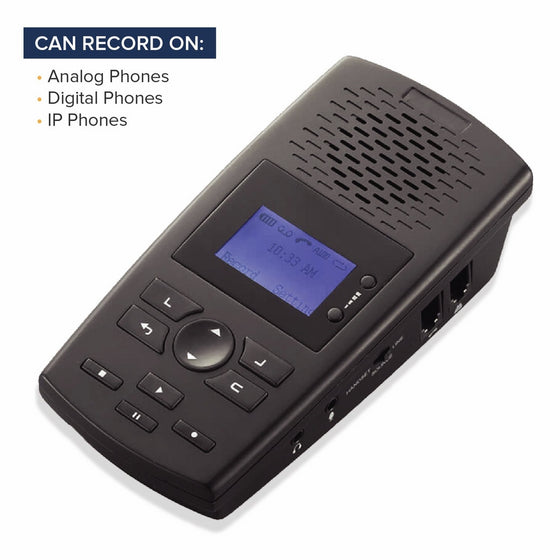 RecorderGear TR600 Landline Phone Call Recorder For Analog/IP/Digital Lines, Automatic Telephone Recording Device