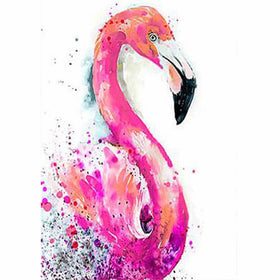 MXJSUA 5D Diamond Painting Kit by Numbers DIY Crystal Rhinestone Cross Stitch Embroidery Arts Craft Picture Supplies for Home Wall Decor,Watercolour Pink Flamingo - 11.8x15.7 inches