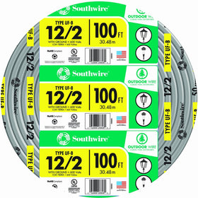 Southwire 13055926 12/2WG UF Wire 100-Foot, Approved for Direct Burial Wiring