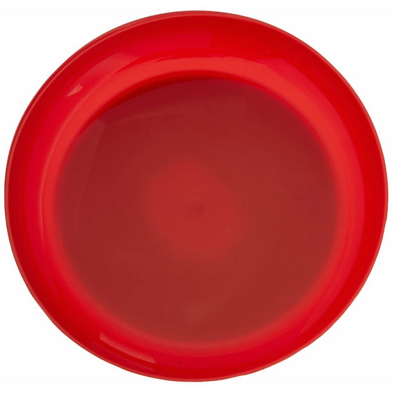 Sammons Preston Red Round Scoop Dish, Unbreakable 8" Scooper Bowl for Elderly, Disabled, & Handicapped, Plate with Non Skid Rubber Padded Bottom for Independent Eating, Self-Feeding Aid