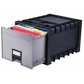 Storex Plastic Archive Storage Drawer with Lock, Letter Size, 18-Inch Drawer, Black (STX61178U01C)