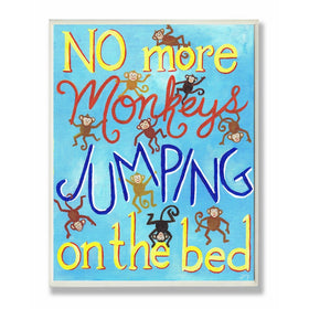 The Kids Room by Stupell No More Monkeys Jumping On The Bed Rectangle Wall Plaque, 11 x 0.5 x 15, Proudly Made in USA