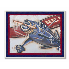 The Kids Room by Stupell Blue And Red Vintage Plane Rectangle Wall Plaque, 11 x 0.5 x 15, Proudly Made in USA