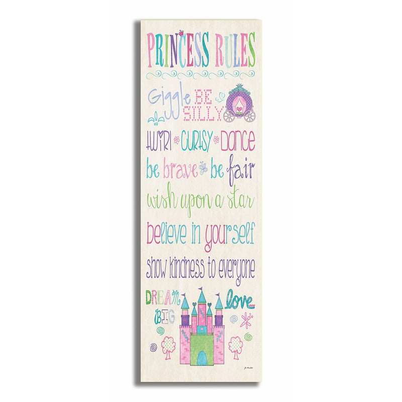 The Kids Room by Stupell Princess Rules With Castle And Carriage Rectangle Wall Plaque, 7 x 0.5 x 17, Proudly Made in USA