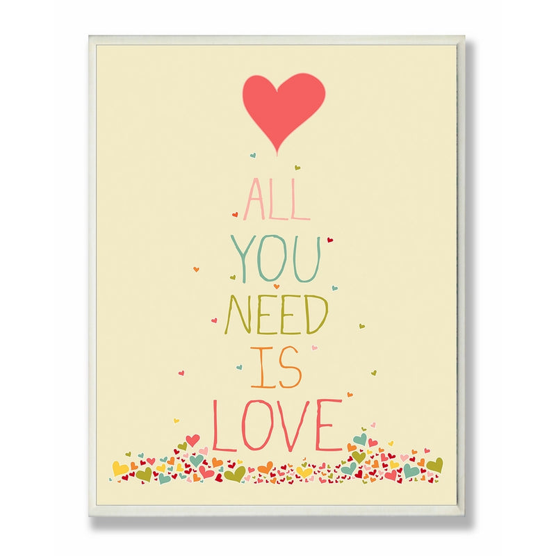 Stupell Home Décor All You Need Is Love Rectangle Wall Plaque, 11 x 0.5 x 15, Proudly Made in USA