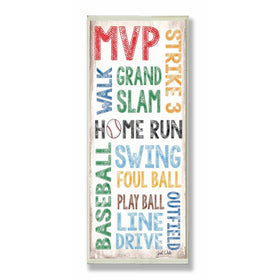Stupell Home Décor Home Run Baseball Typography Rectangle Wall Plaque, 7 x 0.5 x 17, Proudly Made in USA