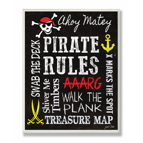 Stupell Home Décor Pirate Rules Rectangle Wall Plaque, 11 x 0.5 x 15, Proudly Made in USA