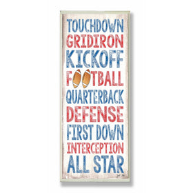 Stupell Home Décor Touchdown Football Typography Rectangle Wall Plaque, 7 x 0.5 x 17, Proudly Made in USA