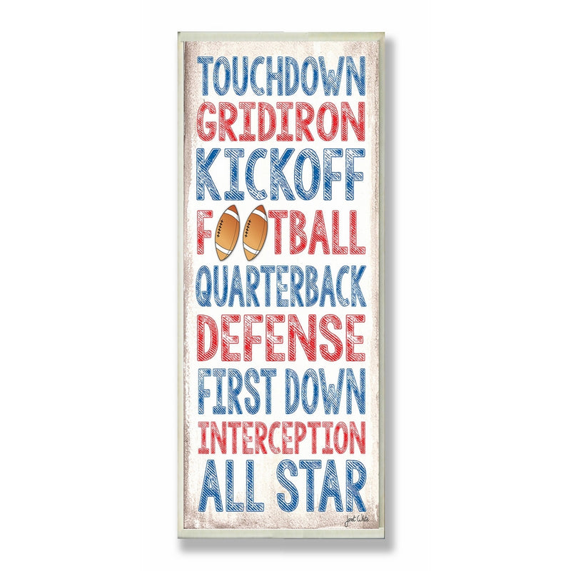 Stupell Home Décor Touchdown Football Typography Rectangle Wall Plaque, 7 x 0.5 x 17, Proudly Made in USA