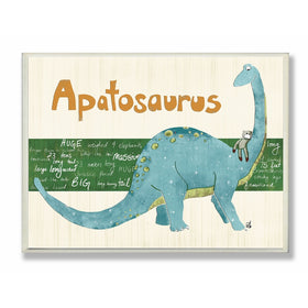 The Kids Room by Stupell Apatosaurus Dinosaur Rectangle Wall Plaque, 11 x 0.5 x 15, Proudly Made in USA