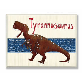 The Kids Room by Stupell Tyrannosaurus Dinosaur Rectangle Wall Plaque, 11 x 0.5 x 15, Proudly Made in USA