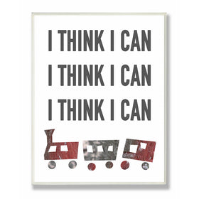 Stupell Home Décor I Think I Can Train Typography Rectangle Wall Plaque, 11 x 0.5 x 15, Proudly Made in USA